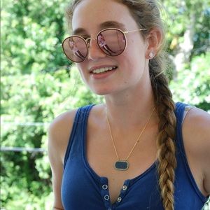 Rectangle sapphire necklace with pave diamonds